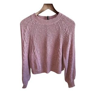 American Eagle Outfitters Mauve Pink Cable Knit Crewneck Sweater
